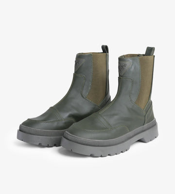Olive Chelsea boots
