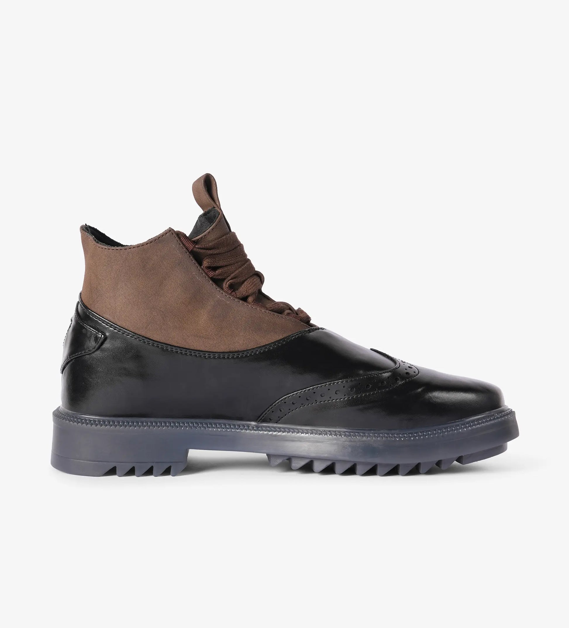 black and brown brogue boots