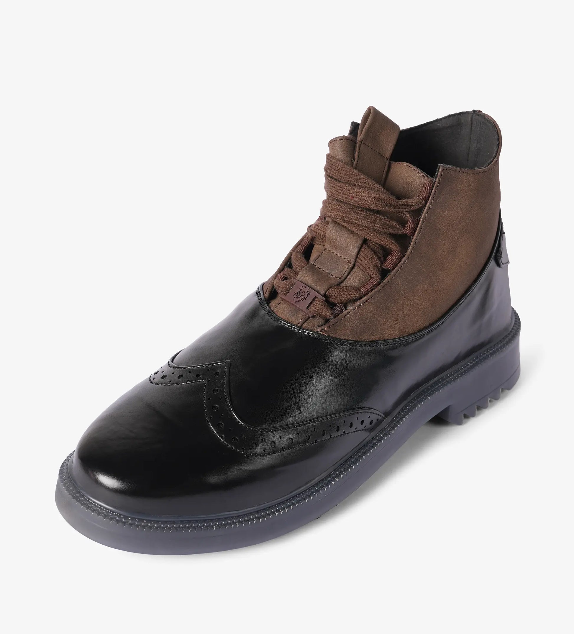 black and brown brogue boots