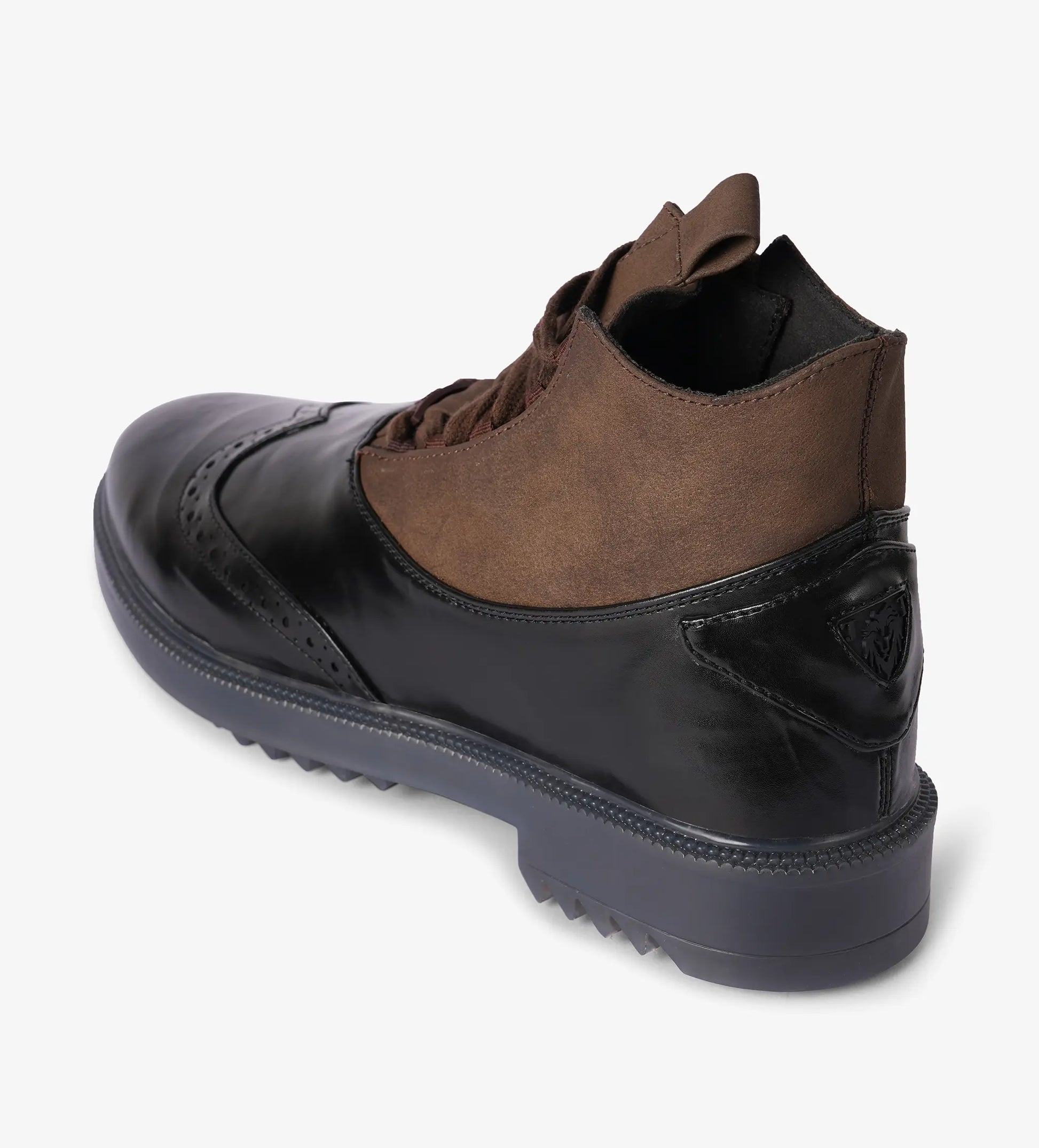 black and brown brogue boots