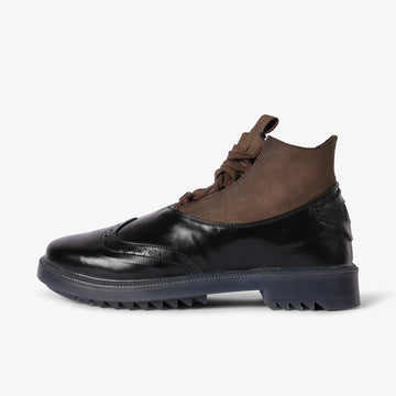 black and brown brogue boots