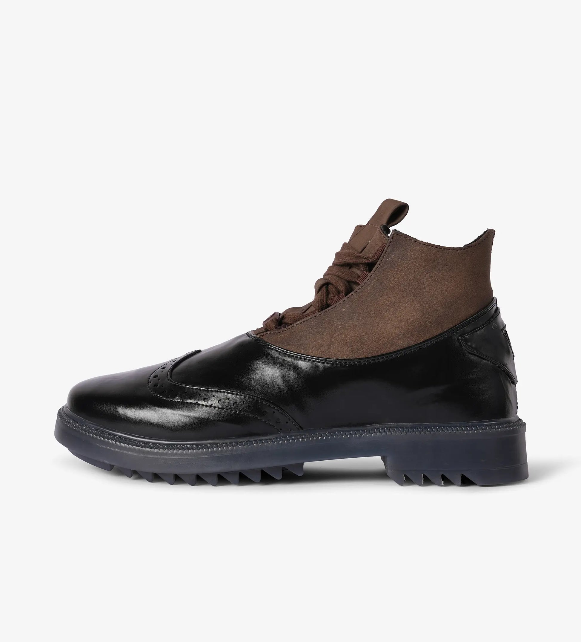 black and brown brogue boots